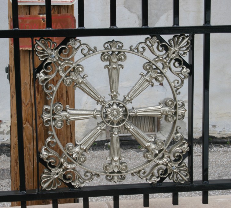 AFC Grand Island - Custom Iron Gate Fencing, 1227 Emblem in Overscallop Ornamental